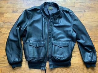 Vtg Leather Flight Jacket A - 2 Gibson & Barnes Aviation Air Force Us Army Lg 46