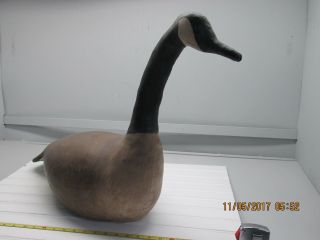 Vintage Canvas over Wood Body Full Size Canadian Goose Decoy 3