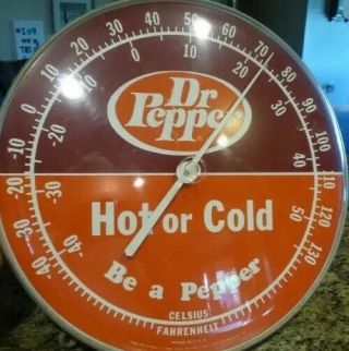 Vintage Dr Pepper Hot Or Cold Thermometer Advertising Sign Great