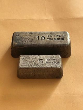 Rare Doyle’s Silver Ingot Bar - 10 And 5 Ounce Bars.