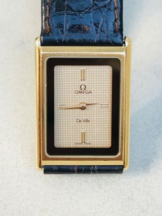 Vintage Omega Deville 1387 Gold - Plated Square Lady Quartz Watch Mlb 591.  0284