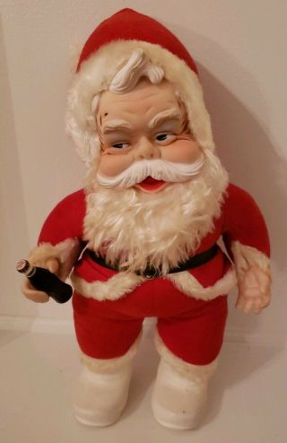 The Ruston Company Vintage Rubber Face Faced Santa Claus Plush Doll Coca Cola