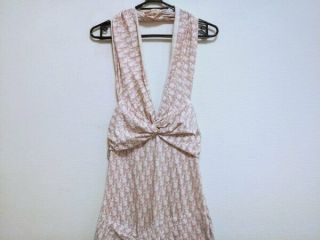 Authentic Christian Dior Vintage Trotter Halter One Piece Dress Pink Size 38