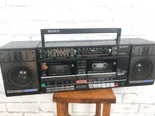 Vintage Sony Cfs - W600 Tran Sound Stereo Boombox 2 Way Detachable Speaker Radio