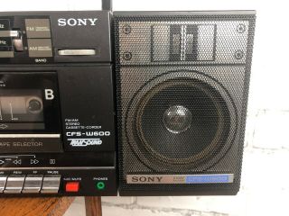 Vintage SONY CFS - W600 Tran Sound Stereo Boombox 2 Way Detachable Speaker Radio 4