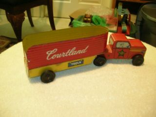 Vintage Walt Reach Toys Courtland Tin Lumber Tractor Trailer Made In Usa