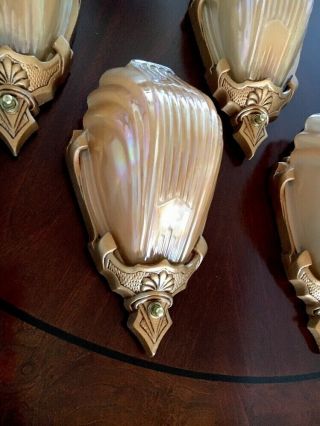 Art Deco Antique Slip Shade Wall Sconce Light Fixture Theater Markel 4 Available