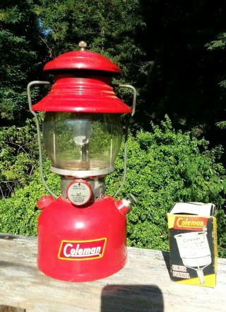 Vintage 200a Coleman Red Lantern 5/56 Pyrex Globe