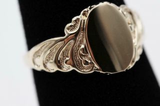 Antique 10k Gold Signed Ty & Co Fancy Engraved Size 6.  75 No Mono Signet Ring
