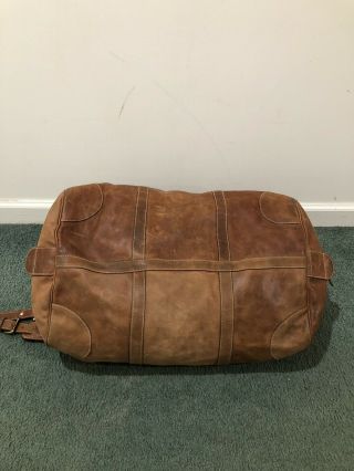 Vintage Holland Brother Brown Leather Duffle Bag Luggage Handmade In Chicago USA 7