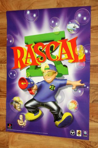 1998 Vintage Rascal Very Rare Game Store Promo Poster Playstation 1 Ps1