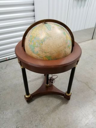 Vintage Heirloom Globe By Replogle 16 Inch Diameter Lights Up With Wooden Stand