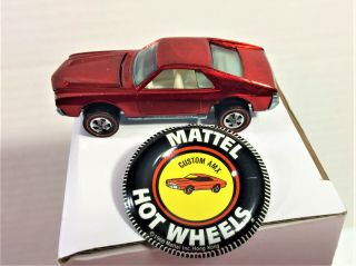 Vintage Hot Wheels 1969 Redline Custom Amx Red And Button W/tab (no Playwear)