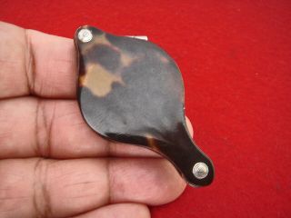 VICTORIAN TORTOISESHELL NICKEL MAGNIFYING GLASS LOUPE VINTAGE ANTIQUE SMALL RARE 3