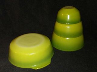 Set Of 4 Fire King Avocado Green Vintage Bowls 3 Nesting Mixing Pyrex