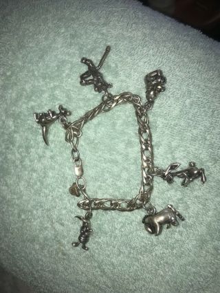 Vtg Disney Limited Edition Sterling Silver Pooh & Friends Charm Bracelet