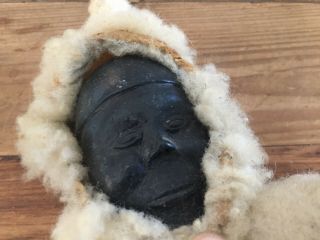Vintage Canadian Inuit Eskimo Doll Hand Carved Soapstone Black Stone Face 1900 ' s 2