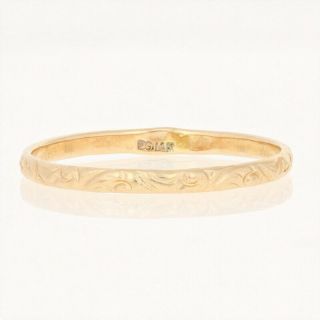 Art Deco Etched Scroll Ring - 14k Yellow Gold Vintage Wedding Band Size 3
