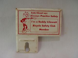 Vintage Reddy Kilowatt Bicycle Safety Club Member Kids Bike License Plate Topper