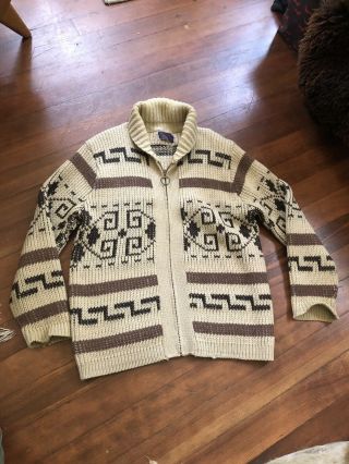 Vintage 70s Pendleton Big Lebowski Zip Up Cardigan Sweater Jacket Medium SZ M 8