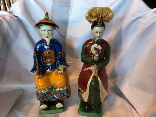 Vintage Oriental Japanese Man And Woman Ceramic Figurines