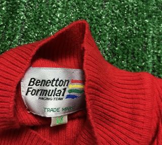 Benetton Formula 1 Sports VINTAGE Red Turtleneck Womens Size Medium Rare 5