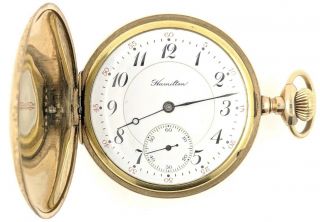 Vintage Hamilton Cal.  975 17 Jewel 16s Ornate Hunter Pocket Watch