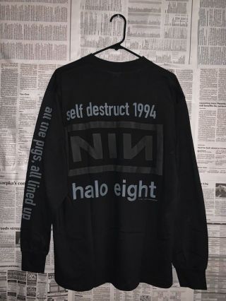 Rare Vintage 1994 Nine Inch Nails The Downward Spiral Tour Long Sleeve Shirt L