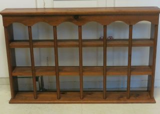 Vintage Wooden Wall 18 Tea Cup And Saucer Curio Shelf / Collectible Display