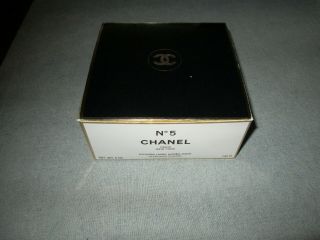 Vintage Chanel No.  5 After Bath Powder - Square Black Container