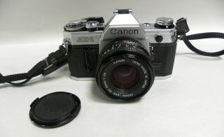 Vtg Canon Ae - 1 Slr 35mm Film Camera With Canon Fd 50mm 1:1.  8 Lens Japan (a15)