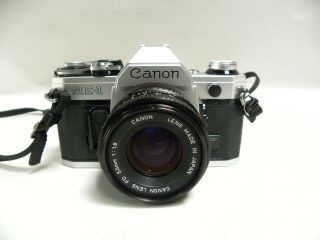 Vtg Canon AE - 1 SLR 35mm Film Camera with Canon FD 50mm 1:1.  8 Lens Japan (A15) 8