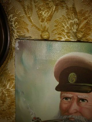 Vintage David Pelbam Sea Captain Smoking Pipe Oil Painting Signed 8 x 10 5