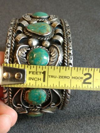 Vtg Signed Rose Castillo Navajo Sterling Silver Royston Turquoise Cuff Bracelet 10