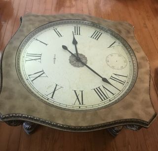 Howard Miller Tempus Coffee Accent Cocktail Table Clock Roman Numerals Rare Find