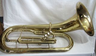 Vintage Bell Front Baritone Horn Tuba Sn: E07288 3 - Key 28 " W/mouthpiece Conn?