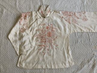 Vintage 1920s 30s Chinese Silk Cheongsam Qipao Top Blouse Floral Embroidery VTG 5