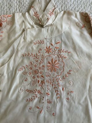 Vintage 1920s 30s Chinese Silk Cheongsam Qipao Top Blouse Floral Embroidery VTG 6