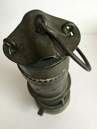 A VINTAGE MINERS LAMP.  WILLIAM.  LEWIS.  LLWYDCOED.  LAMP IS IN 4