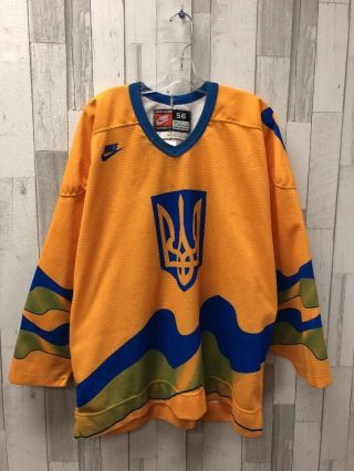 Vintage Ukraine National Hockey Team Nike Authentic Hockey Jersey Mens Size 56