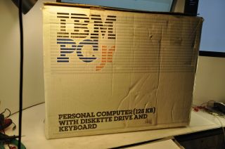 Vintage IBM PC jr Computer,  Color Monitor,  Keyboard,  Box - No cables - 7