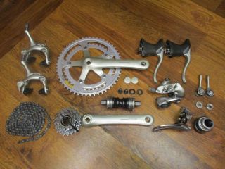 Vintage Shimano 105 Sl - 1055 172.  5l 53/42t 7 Speed Double Group Gruppo Build Kit