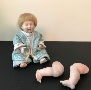 Large Antique Hertwig Limbach All Bisque Baby Doll,  Kestner Bisque Legs