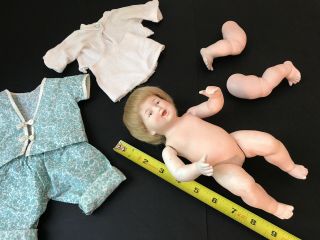 Large Antique Hertwig Limbach All Bisque Baby Doll,  Kestner Bisque Legs 6