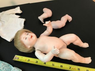 Large Antique Hertwig Limbach All Bisque Baby Doll,  Kestner Bisque Legs 7