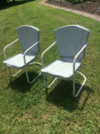 2 Chairs Retro Metal 3 Piece Set Vintage Lawn Outdoor Patio Real Deal