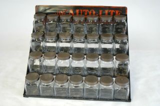 Vintage Auto - Lite Service Parts Gas And Oil Dealer Counter Display With 24 Jars