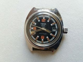 Yema Club Sous Marine Old Rare Vintage Mechanical Wristwatch Men 