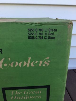 NOS Vtg Coleman Snow - Lite Steel Cooler W Box 5255 C703 Red 13 1/2 Gallon 6