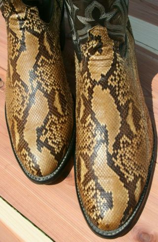 Tony Lama Natural Python Snake Skin Cowboy Boots 12D Vintage Exotic Snakeskin 4